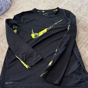 Nike Black and Neon Green Dri-FIT Top